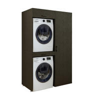 WASCHMASCHINENSCHRANK DUO-I 127cm Breit, 205cm Hoch - Schwarz, Holzwerkstoff (127/205/67cm)