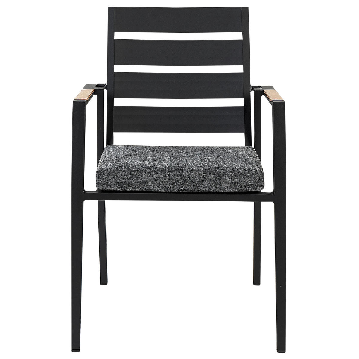 GARTENMÖBEL SET 4-Sitzer Aluminium schwarz Auflagen grau Olmetto/Taviano - Hellbraun/Schwarz, Metall - Beliani
