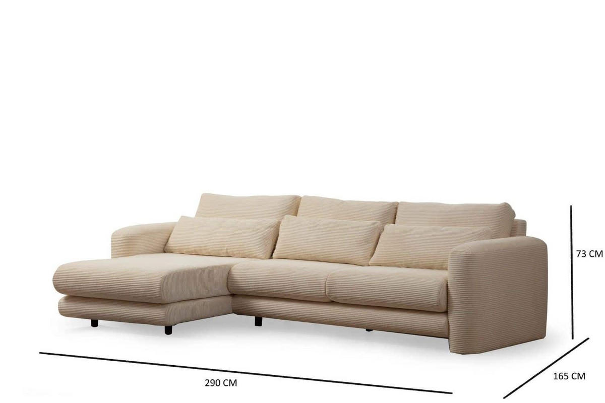 ECKSOFA mit losen Rückenkissen - Beige/Schwarz, Holz/Kunststoff (290/165cm) - myHomelando