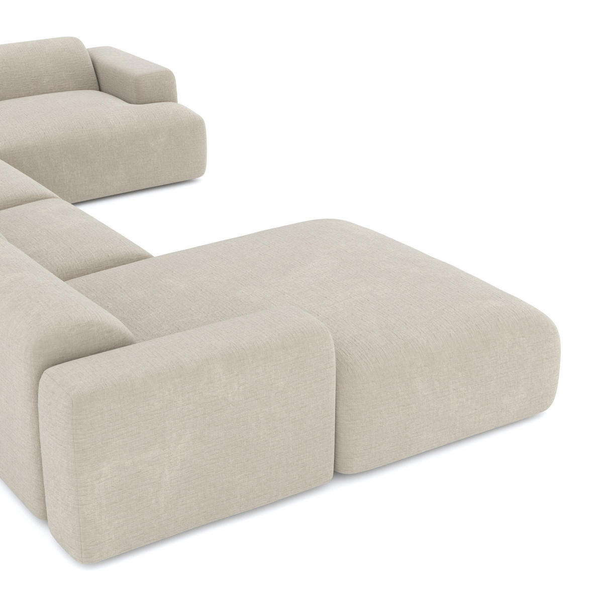 WOHNLANDSCHAFT Texturierter Samt Beige 354cm - Beige, Textil (354/73/164cm) - Sia Home