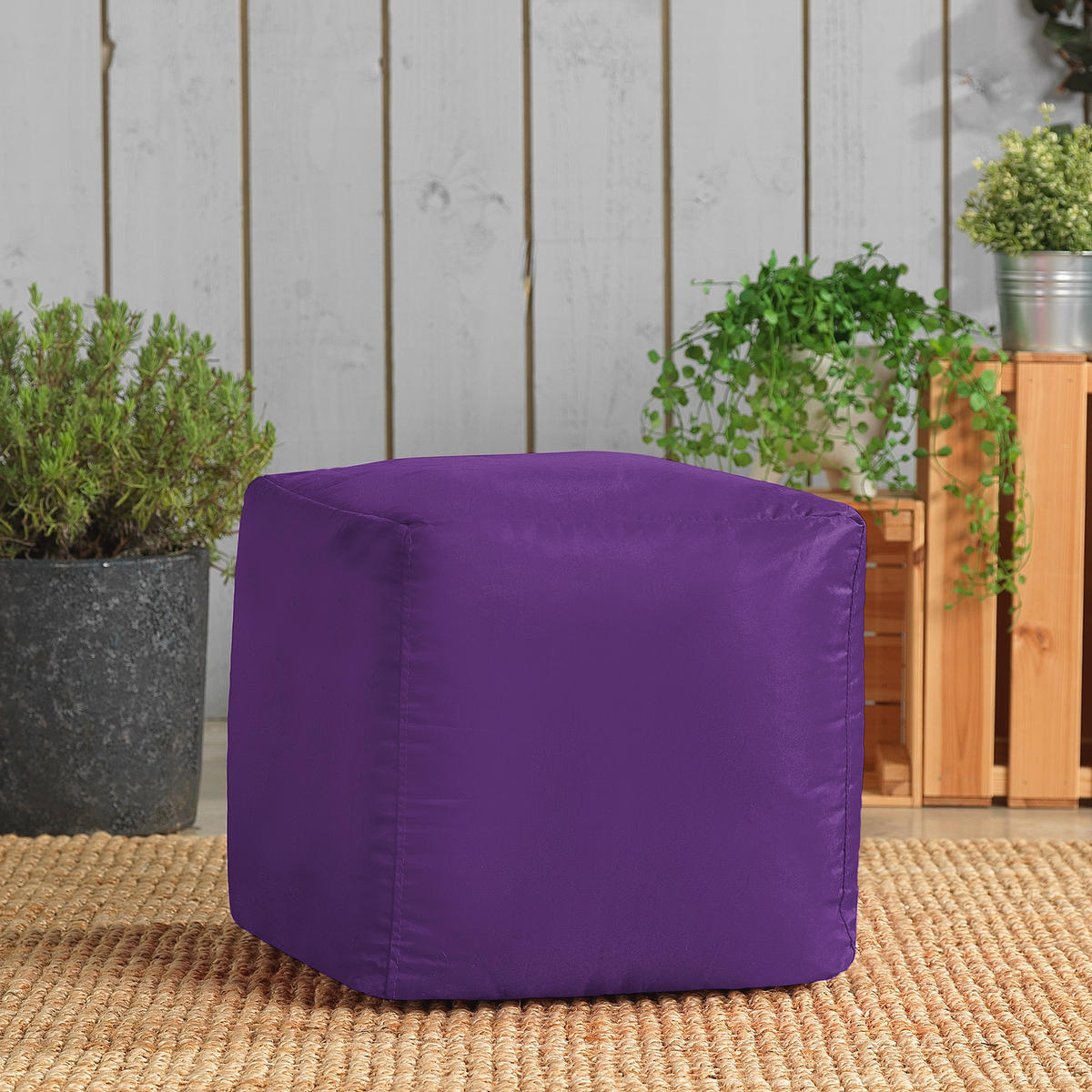 SITZPOUF Outdoor Würfel - Lila, Kunststoff (38/38/38cm) - Veeva