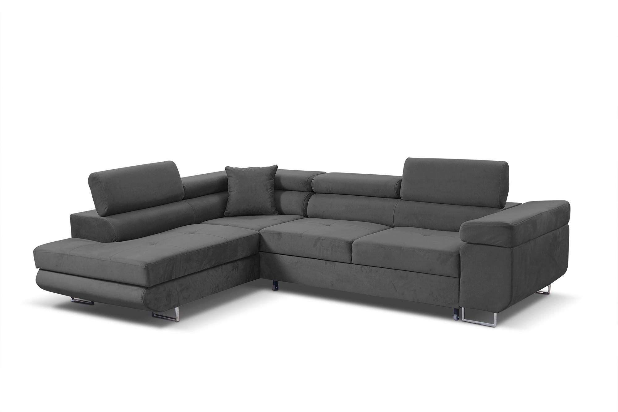 ECKSOFA Marlene III L-Form mit verstellbaren Kopfstützen Schlaffunktion Bettkasten 271 cm links dunkelgrau - Dunkelgrau, Kunststoff (271/202cm) - Margaret Hadas24