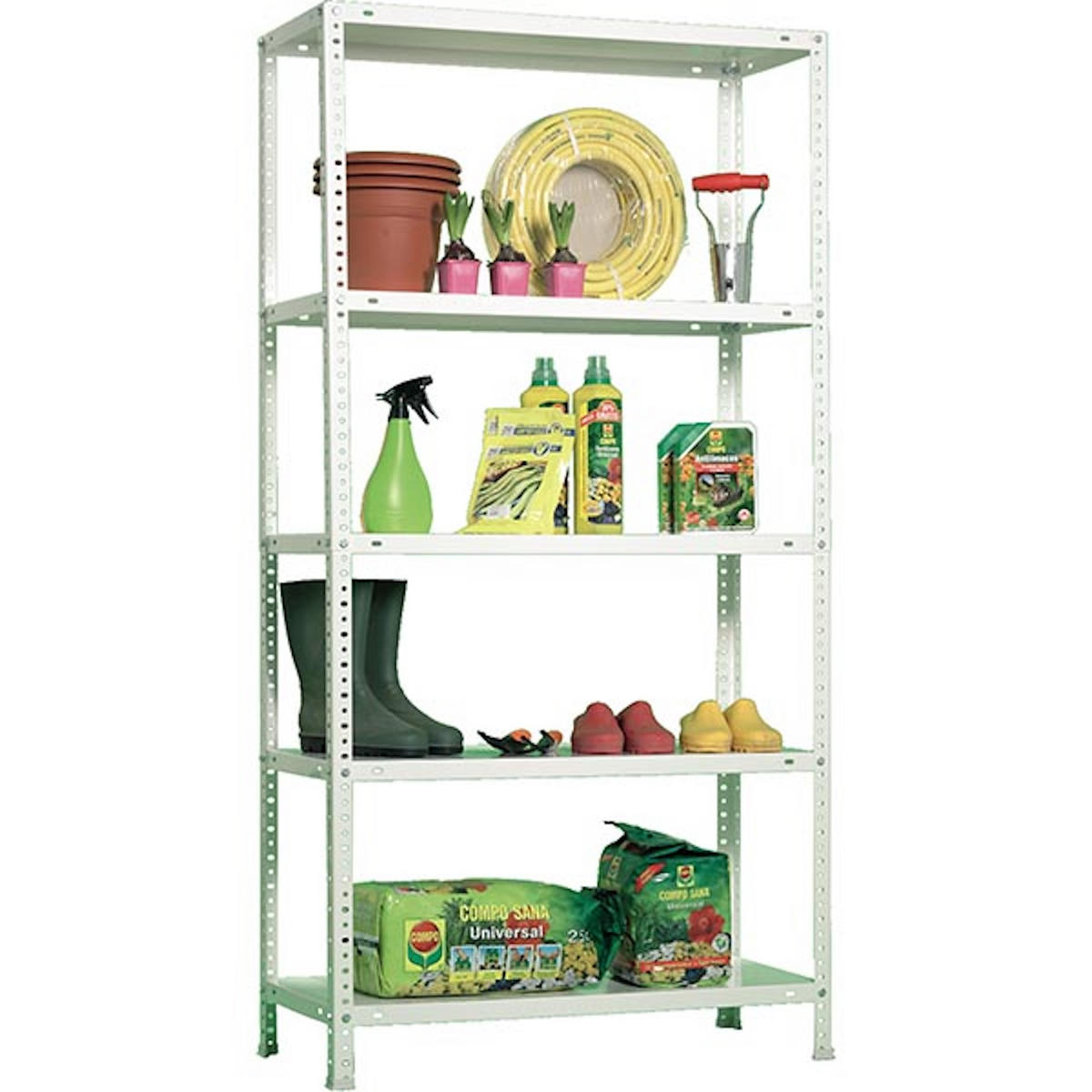 SCHRAUBREGAL PANDA | HxBxT 180x90x30cm | 5 Fachböden | Fachlast 75kg | Weiß - Weiß, Metall (90/180/30cm) - PROREGAL