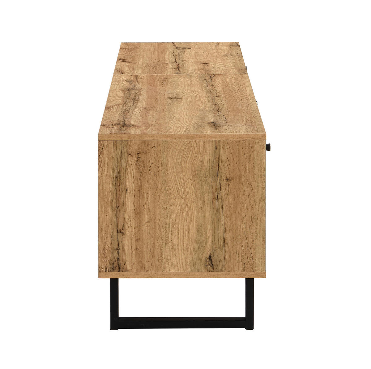 TV ormarić 190/40/50 cm prirodni i antracit od iverice s LED rasvjetom i staklenim policama - prirodne boje, drvni materijal (190/50/40cm) - OKWISH