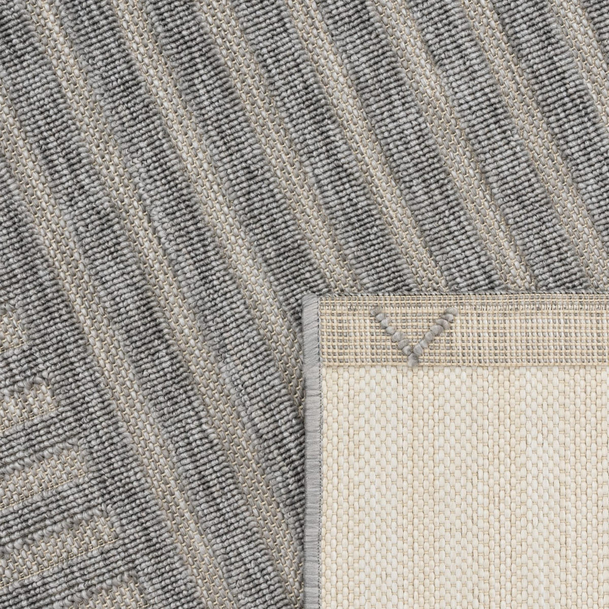 OUTDOOR Teppich Unifarben Spiralmuster Balkon, Terrasse schmutzabweisend Grau Rechteckig 160x230 - Grau, Textil (160/230cm) - KADIMA DESIGN