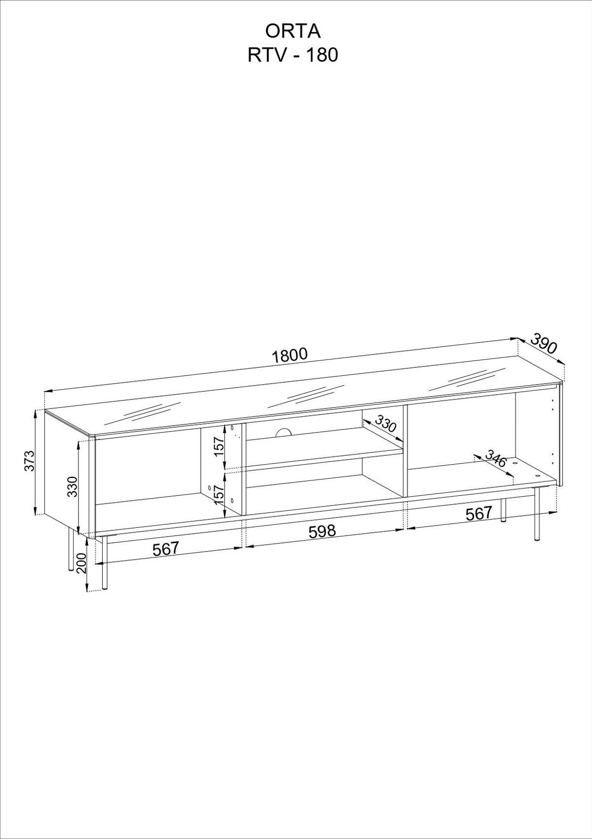 LOWBOARD – 180 cm – Orta – Kaschmir - Kaschmir, Holzwerkstoff (180/57/39cm) - hi-markt