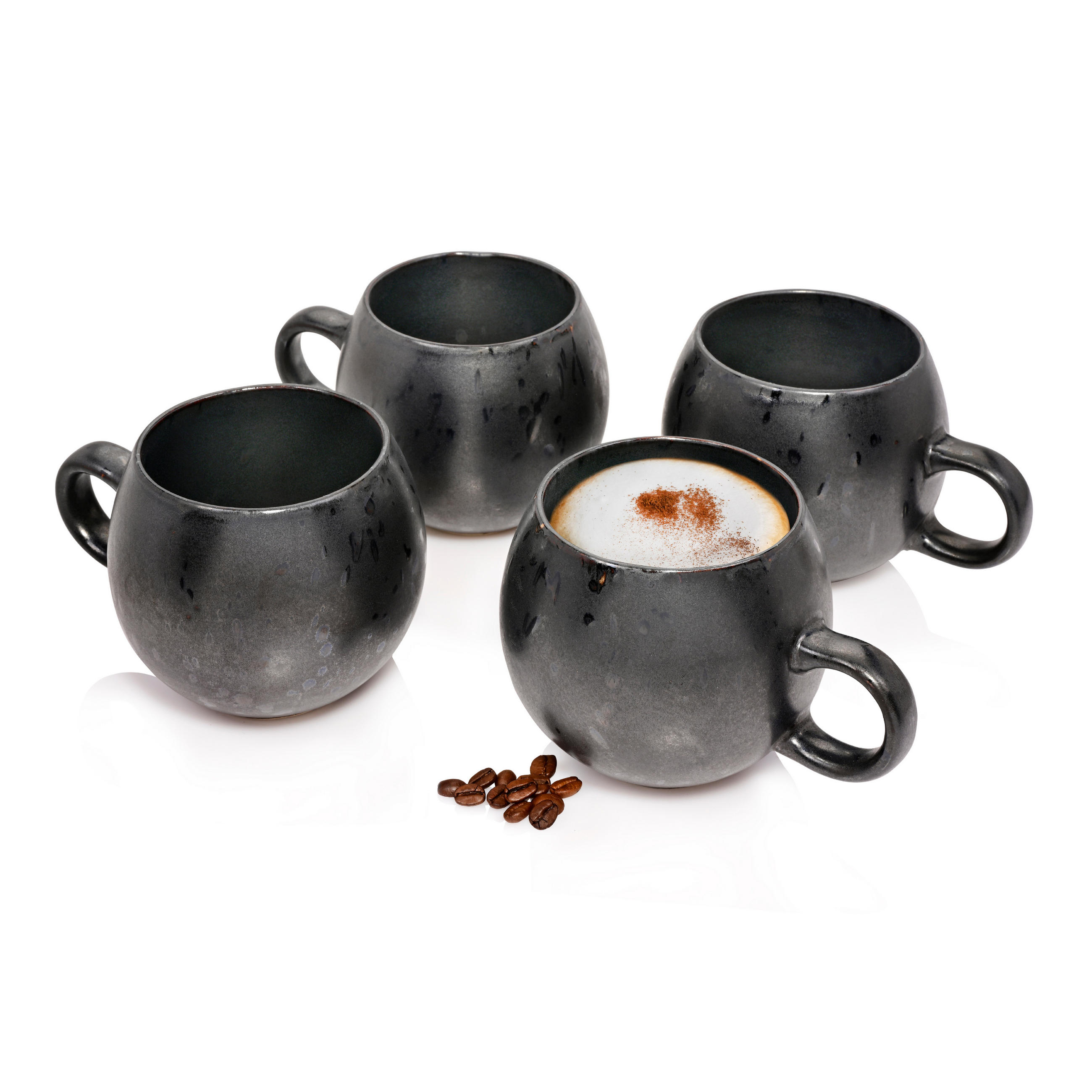 CAPPUCCINOTASSEN SET TOMBEY - 4 teilig aus Steingut - Dunkelgrau, Keramik (0.5L) - Sänger