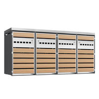 MÜLLTONNENBOX Vier Türen Holzmaserung/Grau - Braun, Metall (132/108/80cm) - ComfortXL