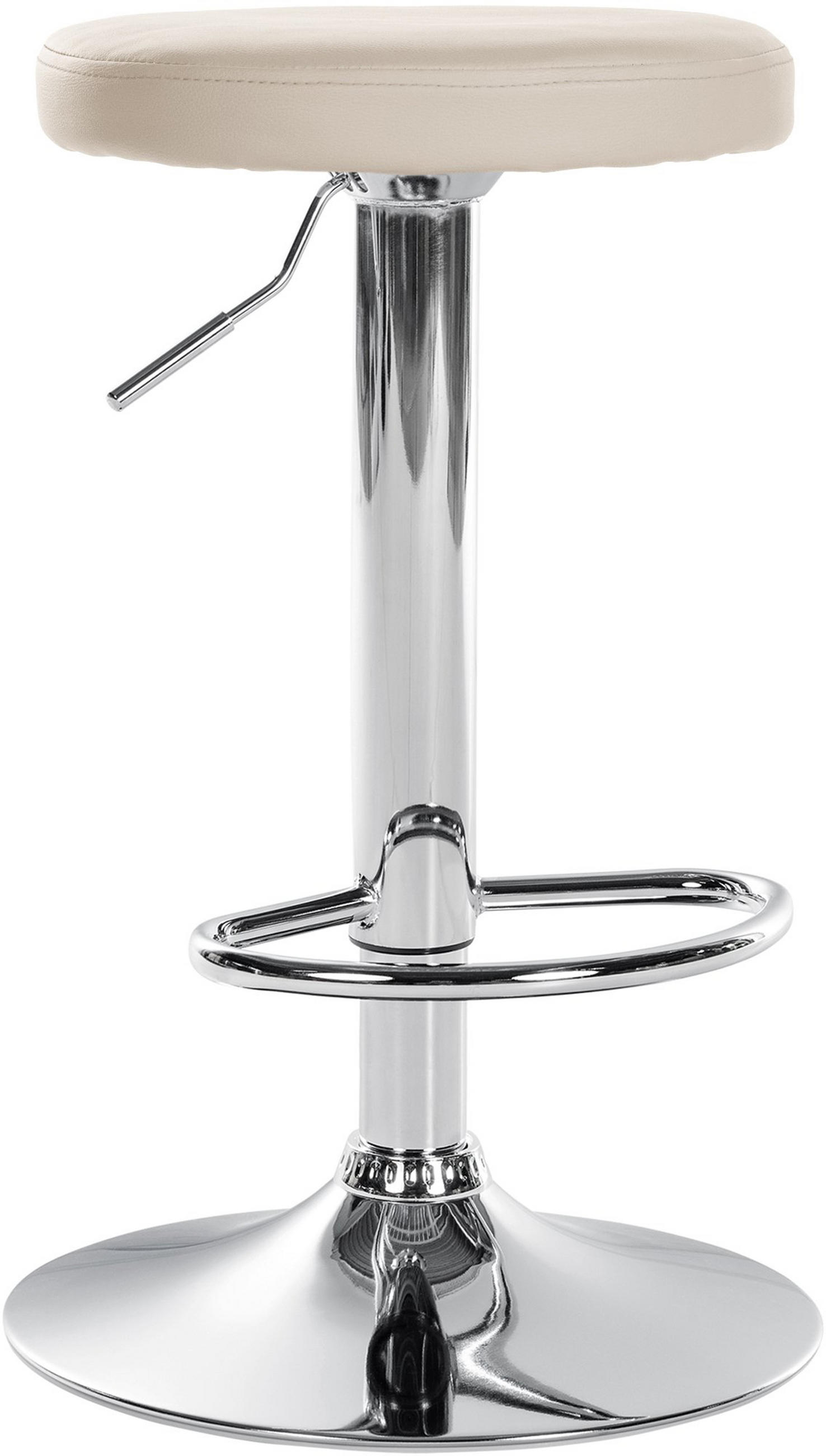 BARHOCKER Pontius Kunstleder chrom creme - Chromfarben/Naturfarben, Kunststoff/Metall (38.5/81/38.5cm) - TPFLiving