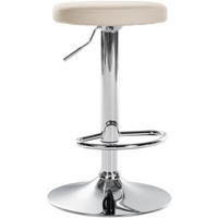 BARHOCKER Pontius Kunstleder chrom creme - Chromfarben/Naturfarben, Kunststoff/Metall (38.5/81/38.5cm) - TPFLiving