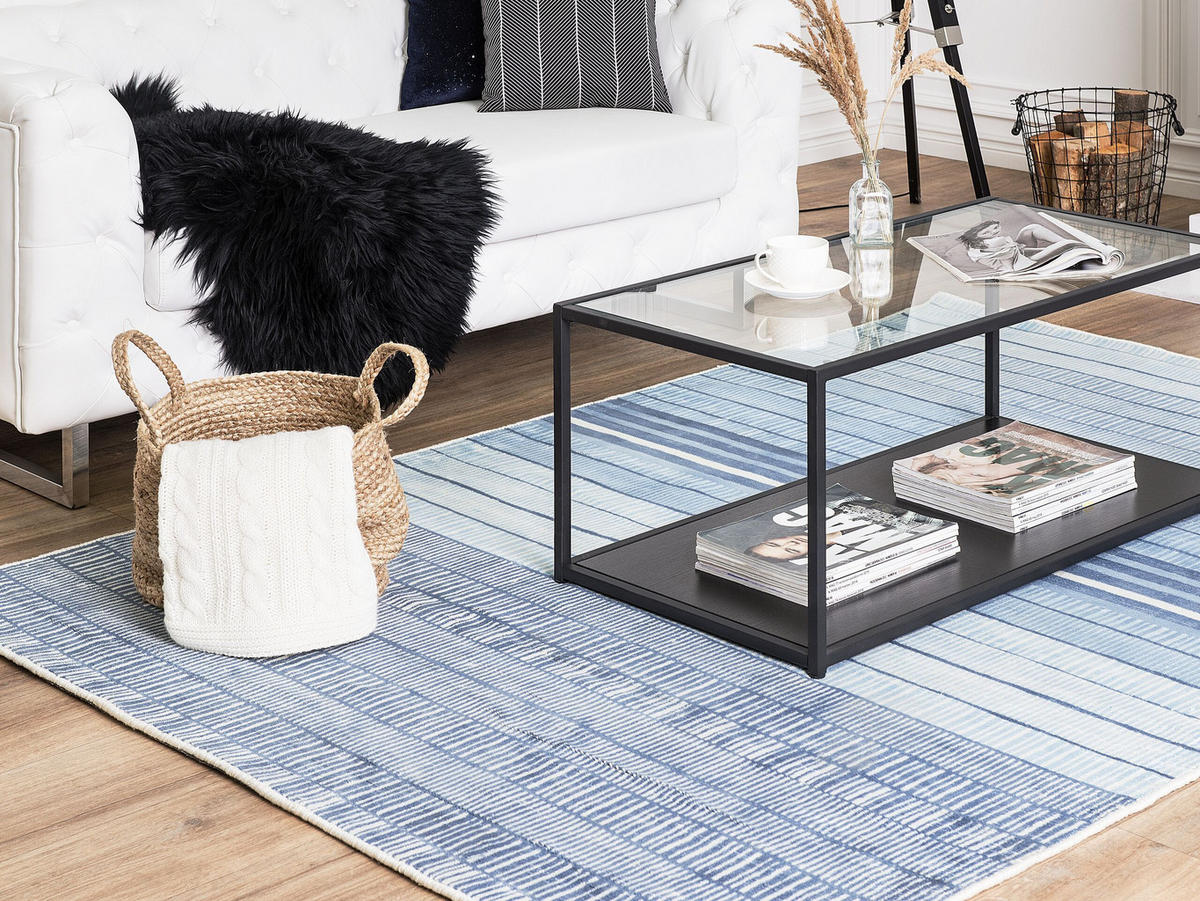 KURZFLOR-TEPPICH Yardere 200/140 cm - Blau, Naturmaterialen (140/200cm) - Beliani