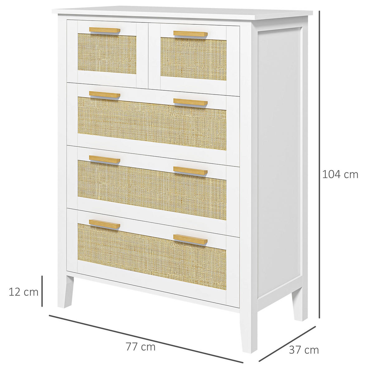 KOMMODE Weiß 77/37/104 cm - Weiß, Holzwerkstoff (77/104/37cm) - PANGIVO