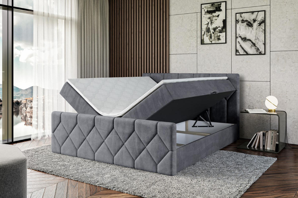 BOXBETT CATOR-Z - 180x200 cm - H3 - Dunkelgrau - Dunkelgrau, Holzwerkstoff (180/200cm) - ALTDECOR