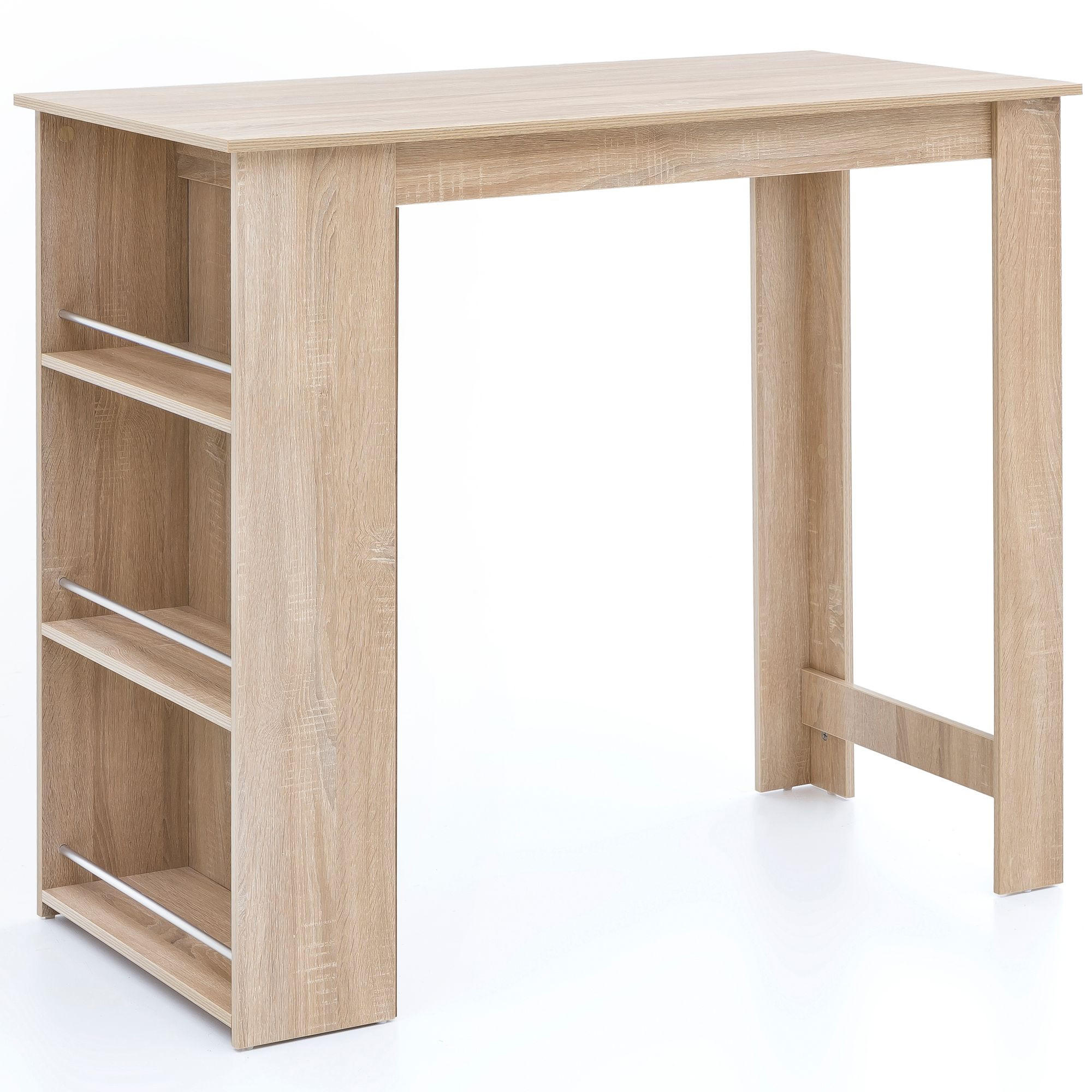 BARTISCH mit Regal, Holzplatte und Metallgestell für Küche oder Bar, Sonoma 60x120x107 cm - Beige, Holz/Holzwerkstoff (120/60/107cm) - KADIMA DESIGN
