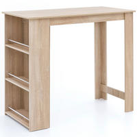 BARTISCH mit Regal, Holzplatte und Metallgestell für Küche oder Bar, Sonoma 60x120x107 cm - Beige, Holz/Holzwerkstoff (120/60/107cm) - KADIMA DESIGN