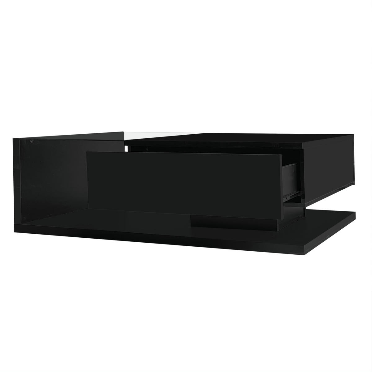 COUCHTISCH, hochglänzend Schwarz mit gehärteter Glasplatte und dimmbarer 16‑farbiger LED, 105/55/32,5 cm,Schwarz - Schwarz, Holzwerkstoff (105/55/32.5cm) - Redom