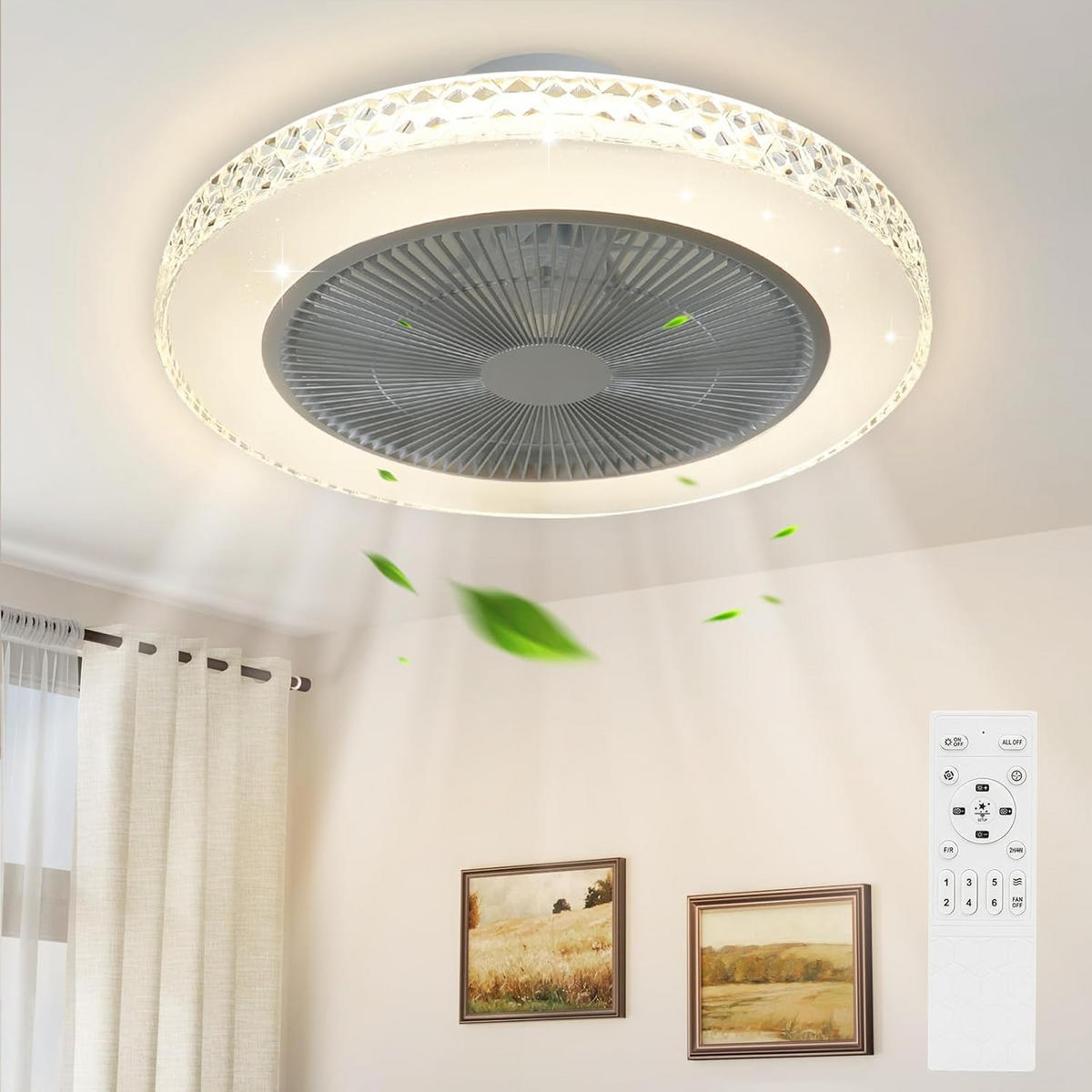 DECKENVENTILATOR mit Beleuchtung Vornis 49/49/20.5 cm - Weiß, Metall (49/49/20.5cm) - ZMH