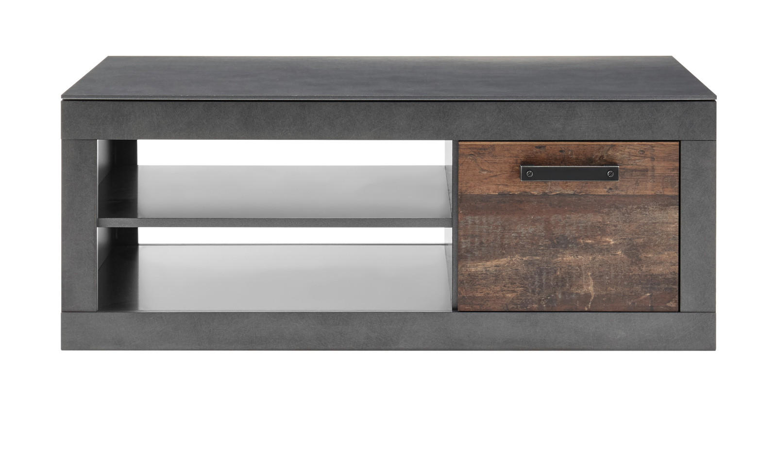 Thumbnail - Furn.Design Couchtisch, Grau, Braun, Kunststoff, Nachbildung, Uni, 1 Fächer, Rechteckig, Bodenplatte, 63x43x110 cm, Wohn...