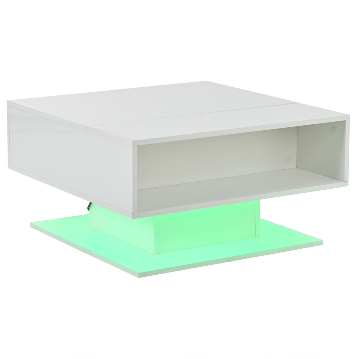 COUCHTISCH 80/75/40 cm mit Hubfunktion und LED-Beleuchtung in Weiß - Weiß, Holzwerkstoff (80/75/40cm) - Flora Grace