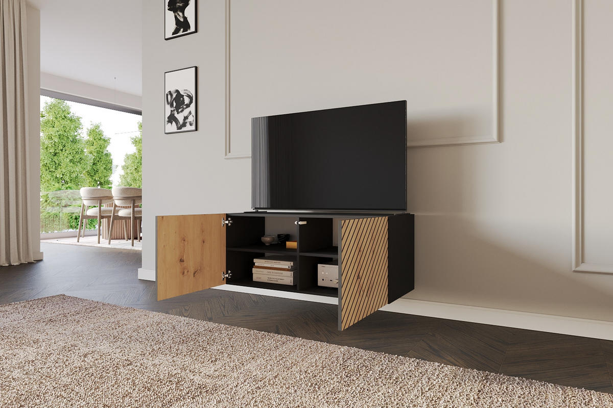 LOWBOARD SENI-W 100x40x41 cm - Schwarz / Artisan - Schwarz, Holzwerkstoff (100/40/41cm) - ALTDECOR