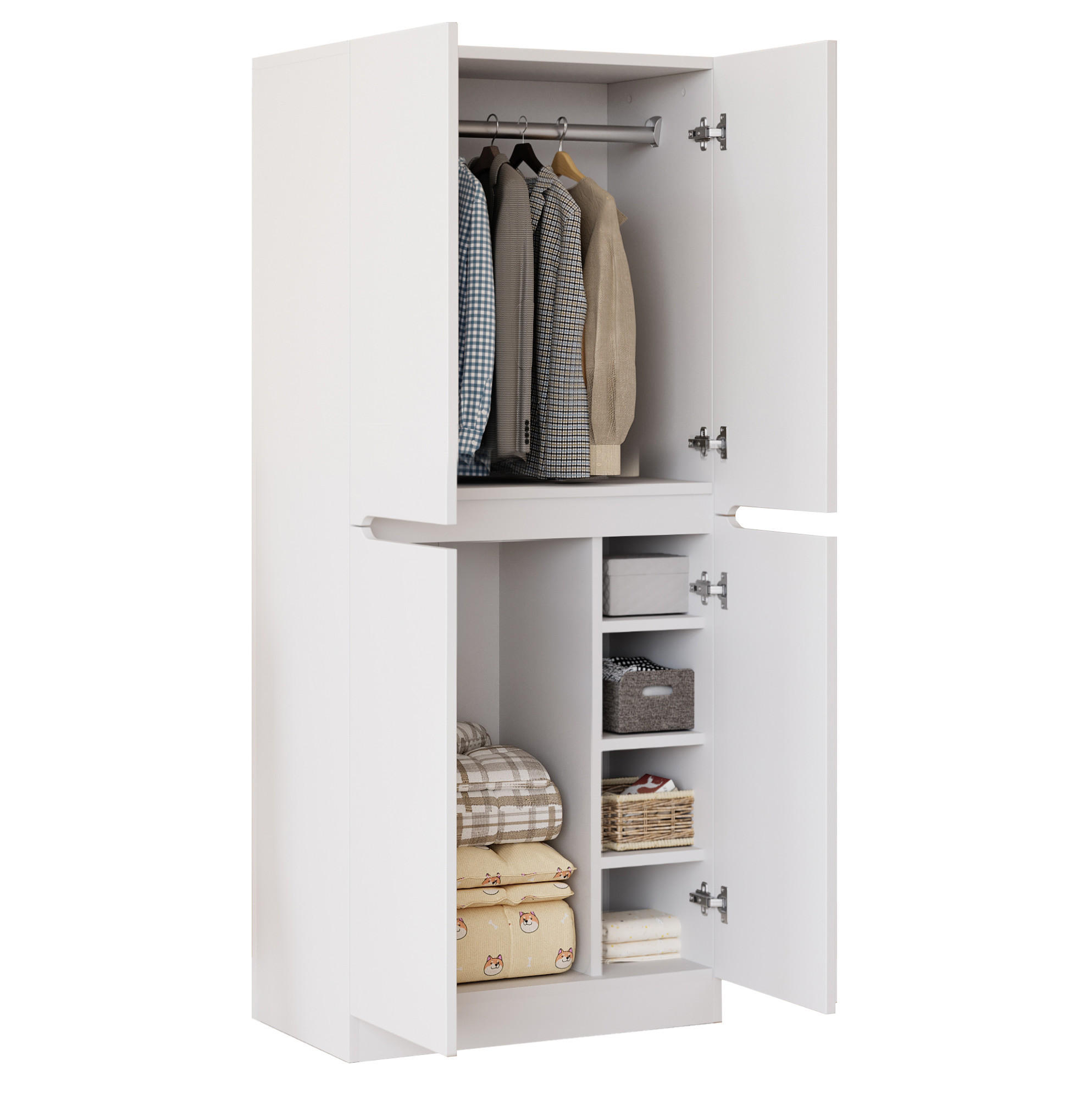 KLEIDERSCHRANK 70/40/170 cm mit 2 Drehtüren in Weiß - Weiß, Holz (70/170/40cm) - BEAOK
