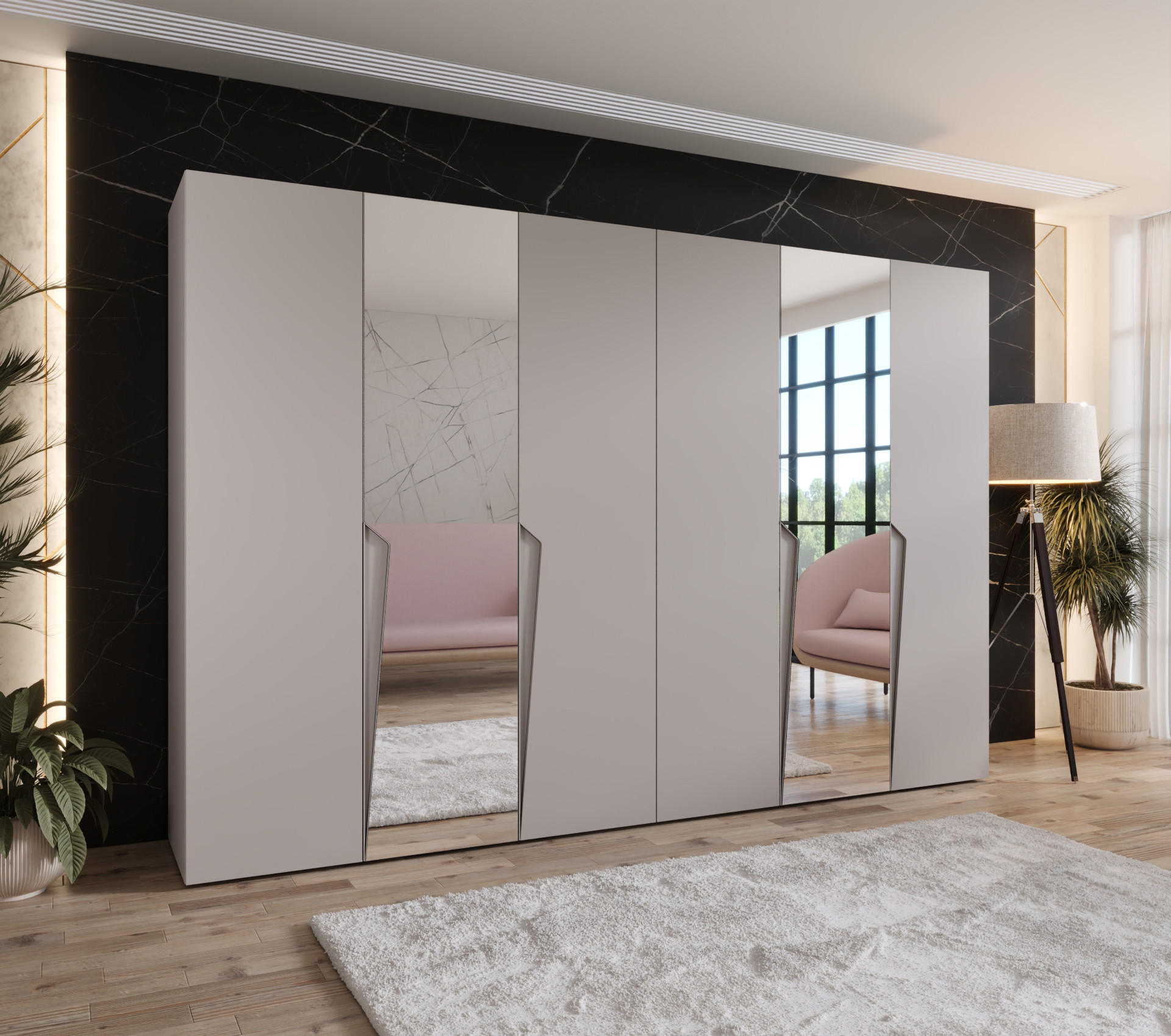 DREHTÜRENSCHRANK 202/300/52 6-türig - Beige, Holz/Metall (300/202/52cm) - Abiks Möbel