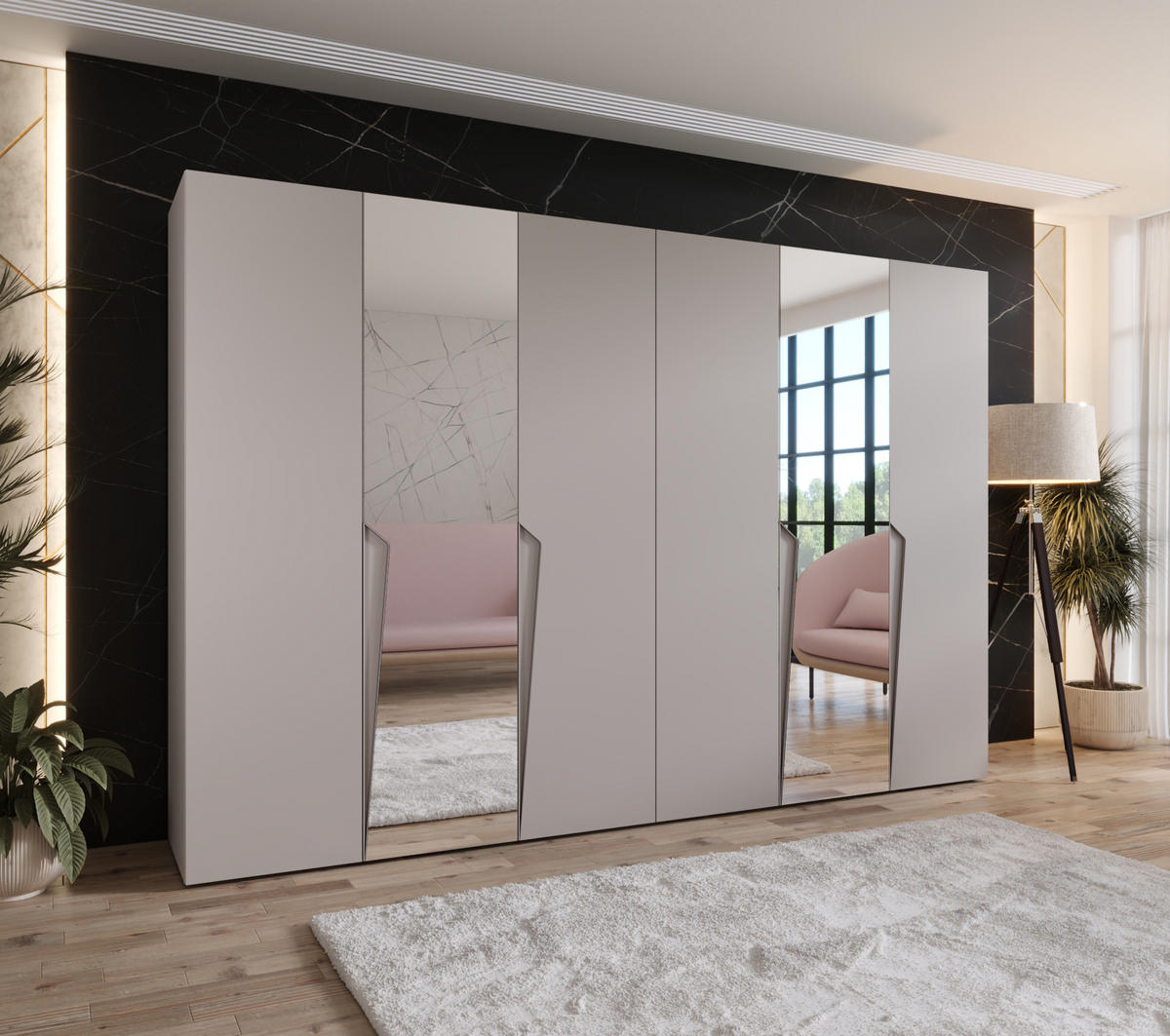 DREHTÜRENSCHRANK 202/300/52 6-türig - Beige, Holz/Metall (300/202/52cm) - Abiks Möbel