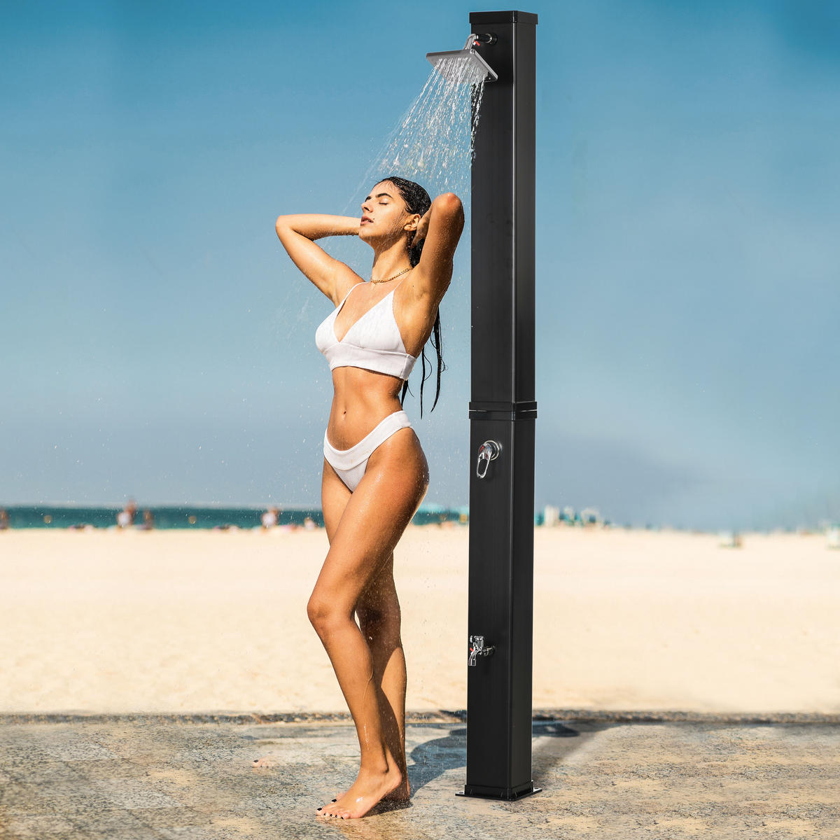 SOLARDUSCHE, Schwarz, ABS, kunststoff, Zinklegierung - Schwarz, Kunststoff (20/217/20cm) - Outsunny