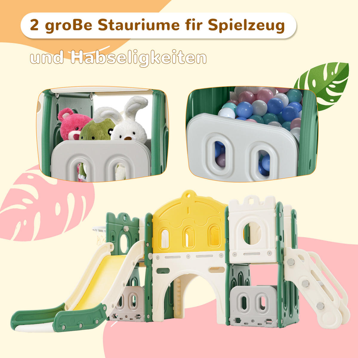 KINDERRUTSCHE 6 in 1, Grün - Grün, Kunststoff (190/151cm)