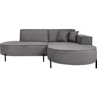 ECKSOFA Hana Loft 3-Sitzer Ecke Rechts, Cordstoff Chenille, Grau 241/80/168 cm - Schwarz/Grau, Textil/Metall (241/168cm) - WFL GROUP