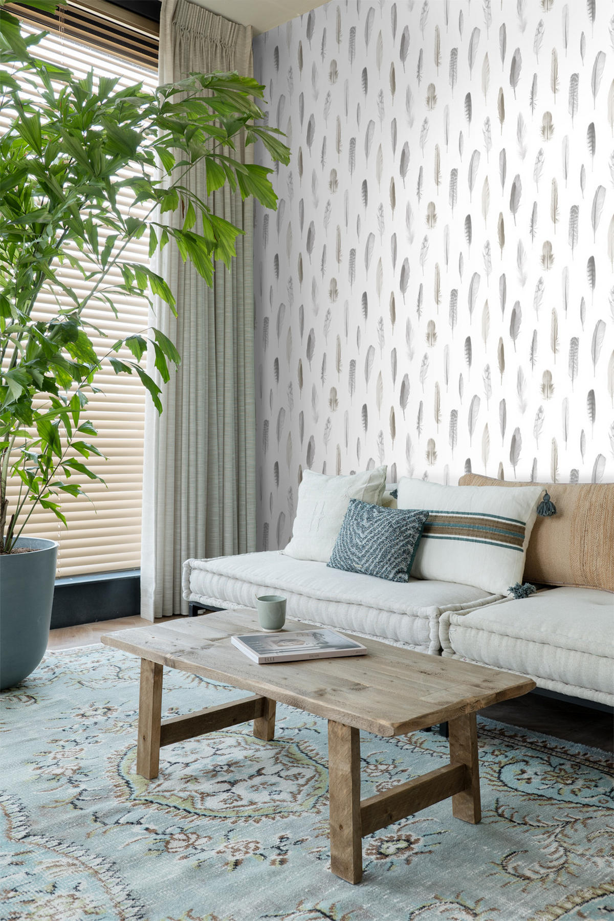 TAPETE Federn 53 cm x 10.05 m - Beige, Papier (53/1000cm) - ESTAhome