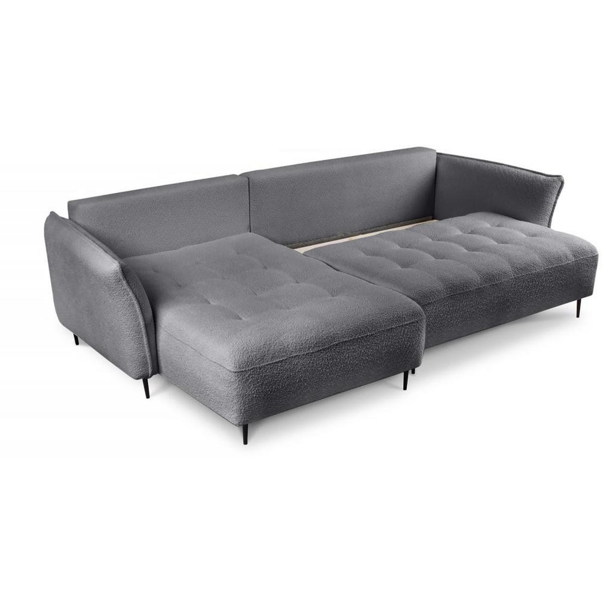 ECKSCHLAFSOFA Bari links dunkelgrau - Dunkelgrau/Schwarz, Textil (276/158cm) - Beautysofa