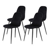 SCHALENSTUHL-SET 4 Stück Mira - Samtvelour Schwarz - Schwarz, Textil/Metall (44/89/53.5cm) - Hela Vertriebs GmbH