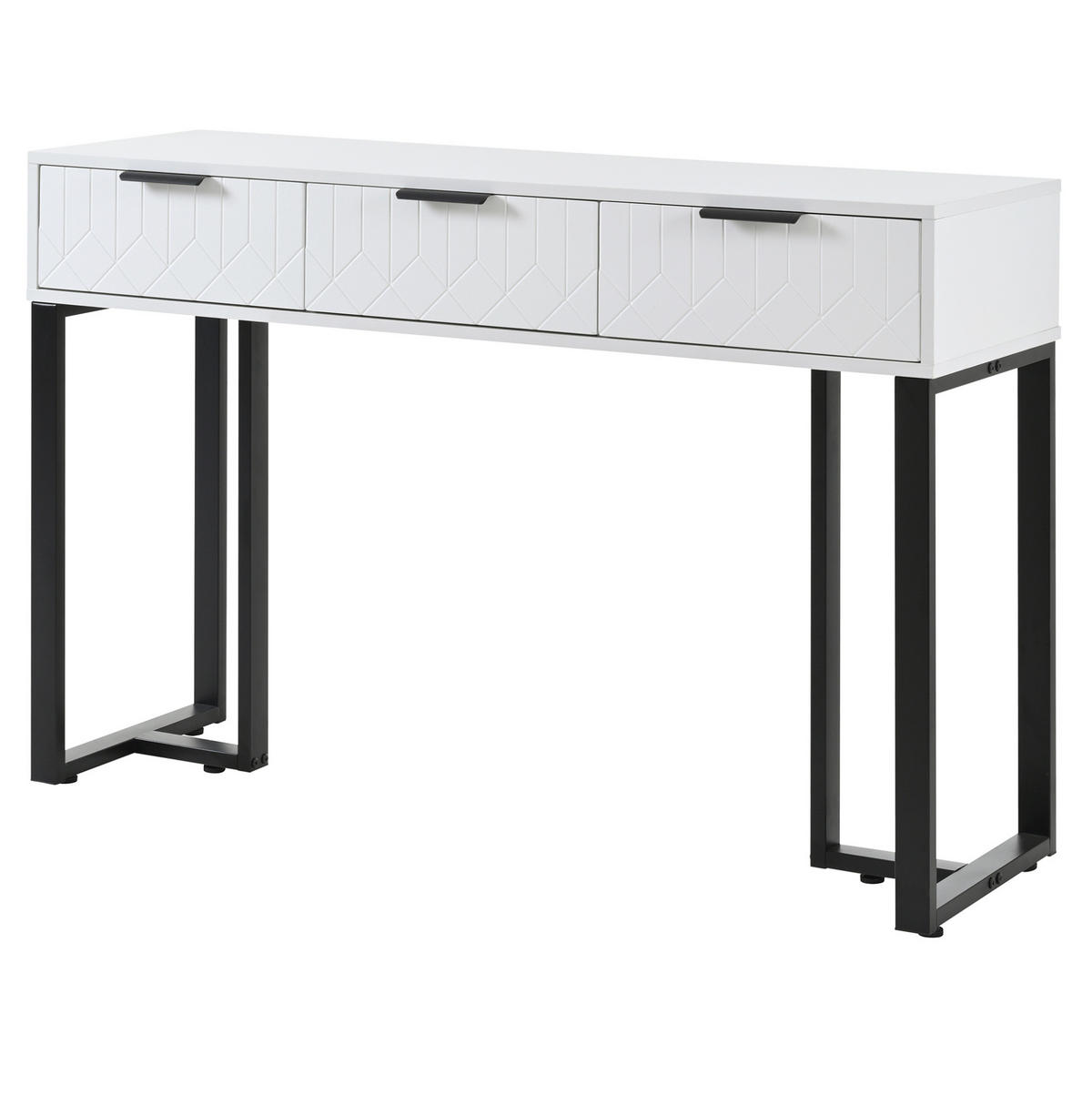 KONSOLENTISCH aus MDF 120x36x80 cm Schwarz/Weiß mit Schubladen und goldfarbenem Metallgestell - Schwarz, Holzwerkstoff (36/120/80cm) - IVMEU