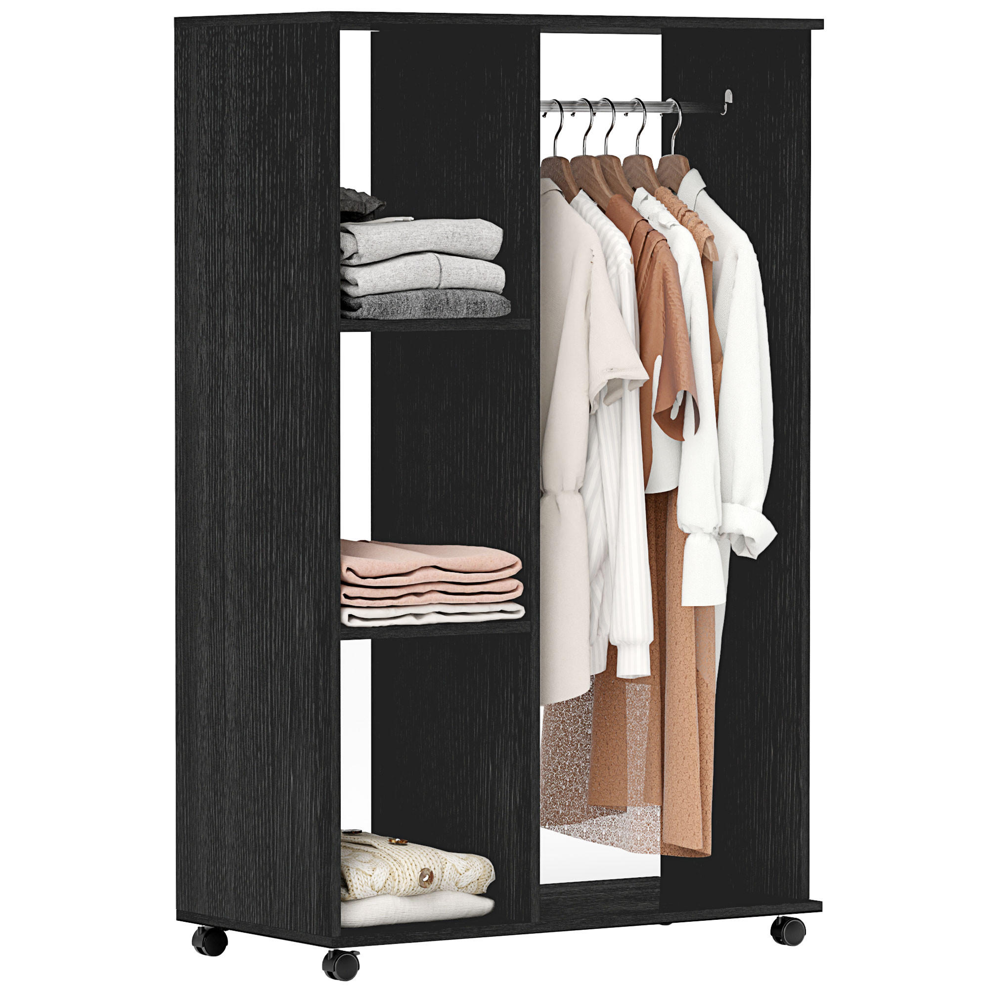 KLEIDERSCHRANK Schwarz 1 Stück - Schwarz, Holzwerkstoff (40/128/80cm) - GiPP