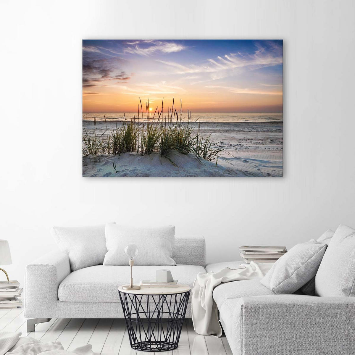 LEINWANDBILD Sonnenuntergang am Strand 100x70cm - Lila, Textil (100/70cm) - Feeby