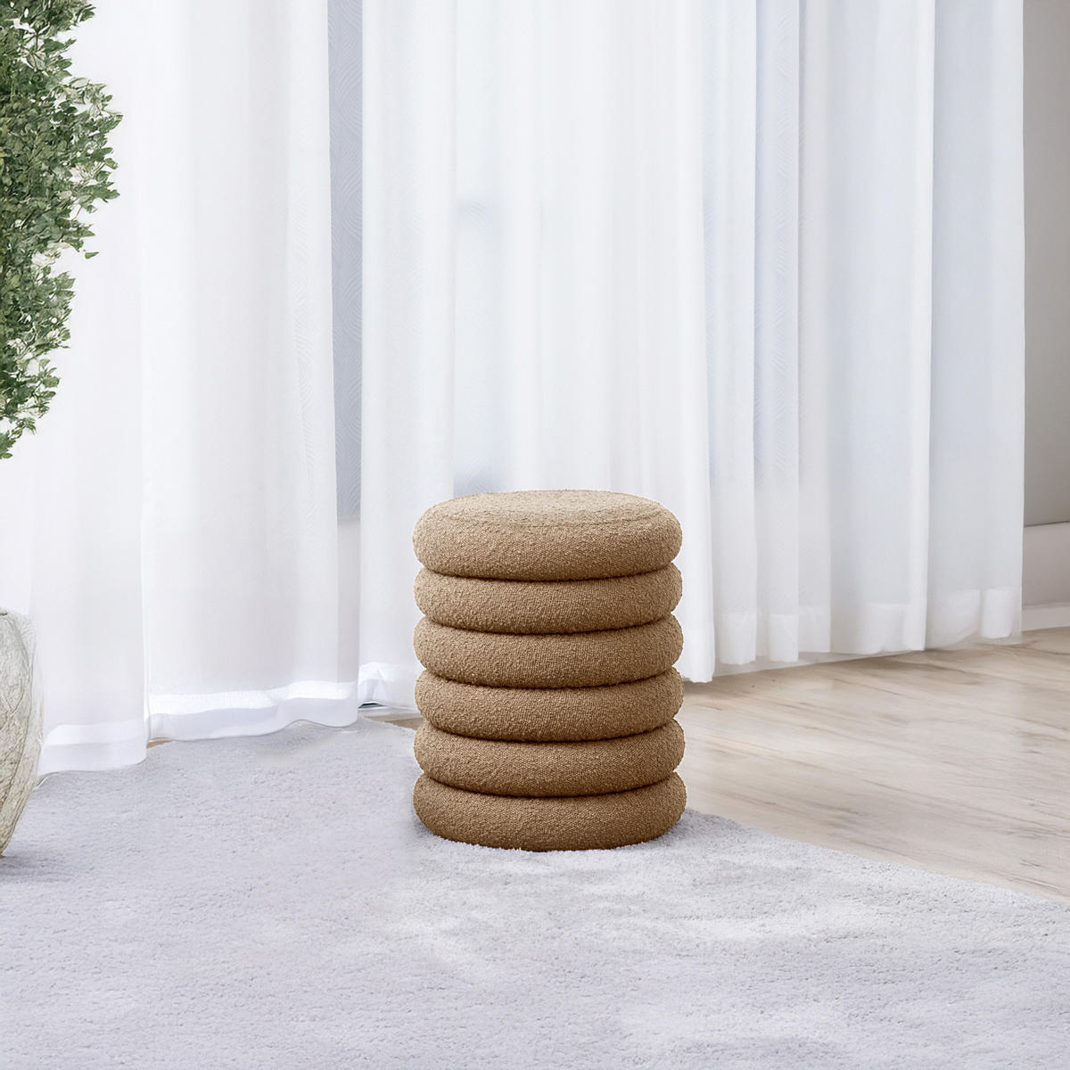 HOCKER BLOSSOM XS mit Stauraum Hellbraun - Hellbraun, Textil (40/43/40cm) - SVITA