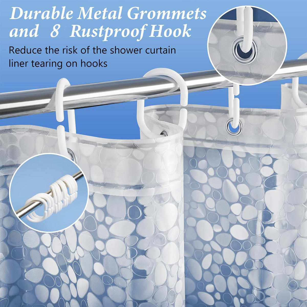 DUSCHVORHANG PEVA halbdurchsichtig wasserdicht schimmelresistent Badezimmer - Transparent, Textil (150/180cm) - MCBOSON