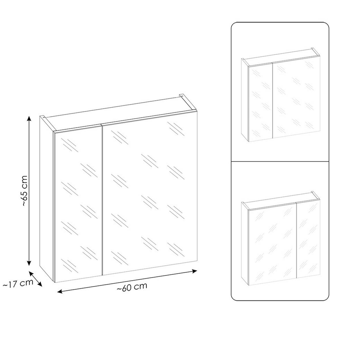 SPIEGELSCHRANK Puebla-56 - Schwarz, Holzwerkstoff (140/70/17cm) - Lomado
