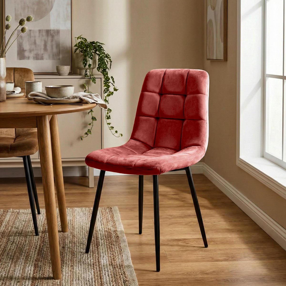 STUHL Samt Rosa - Schwarz/Rosa, Textil/Metall (45/84/55cm) - CLP