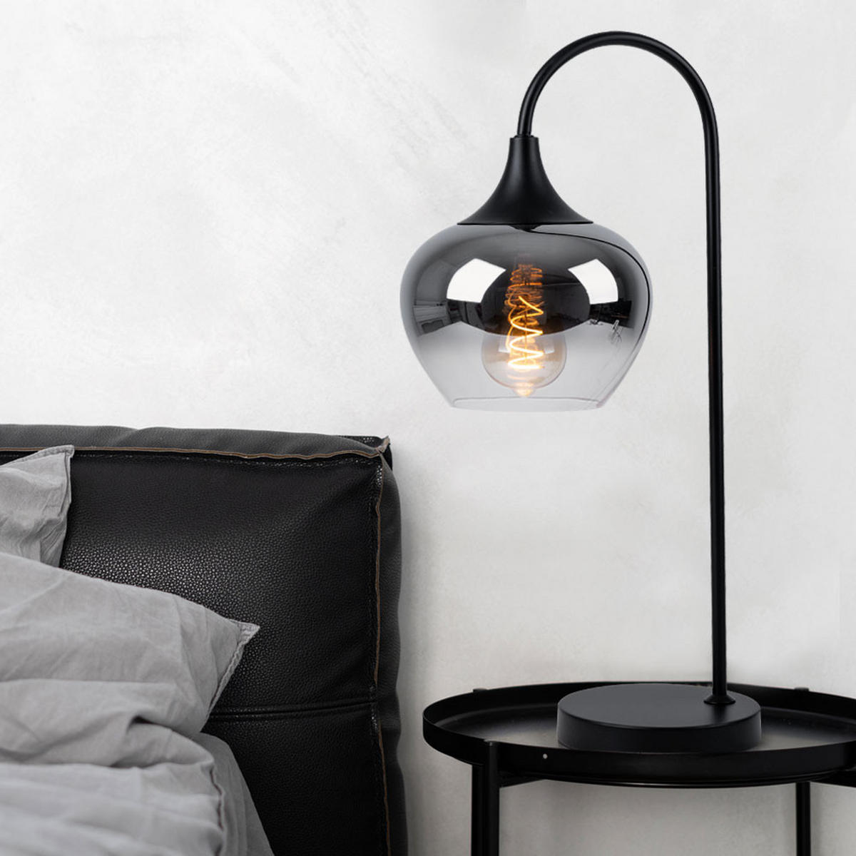 LED TISCHLEUCHTE MAXY Schwarz Metall Glas - Schwarz, Glas (27.5/18/54cm) - Globo Lighting