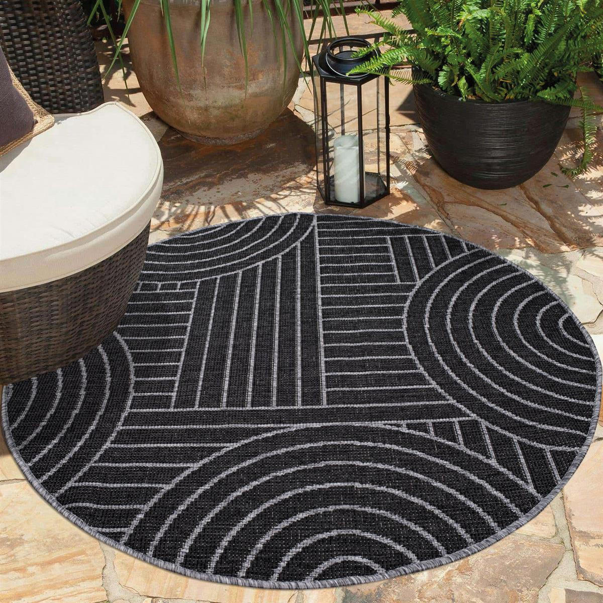 OUTDOOR-TEPPICH DuoRug 5842 Anthrazit 120x120 cm - Anthrazit, Textil (120/120cm) - carpet city