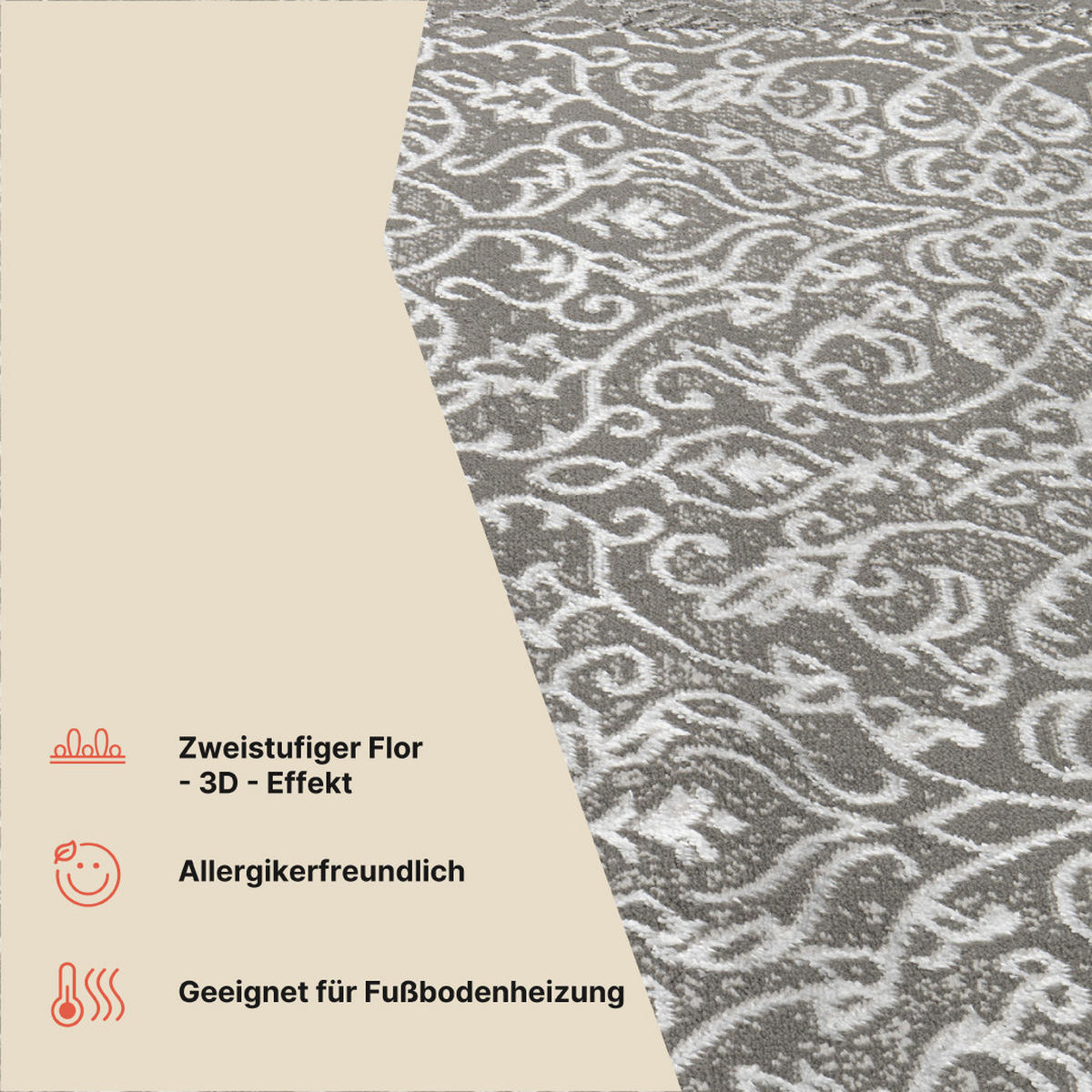 TEPPICH ARES Grau 250/350 cm - Grau, Textil (250/350cm) - Tapiso