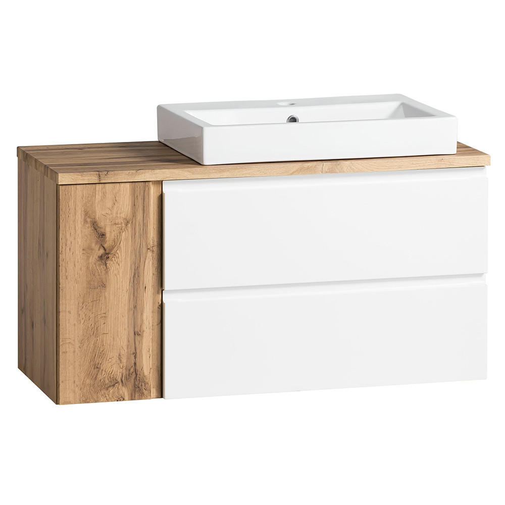 WASCHTISCH Vasto-03 - Weiß/Braun, Holzwerkstoff (105/66/47cm) - Lomado