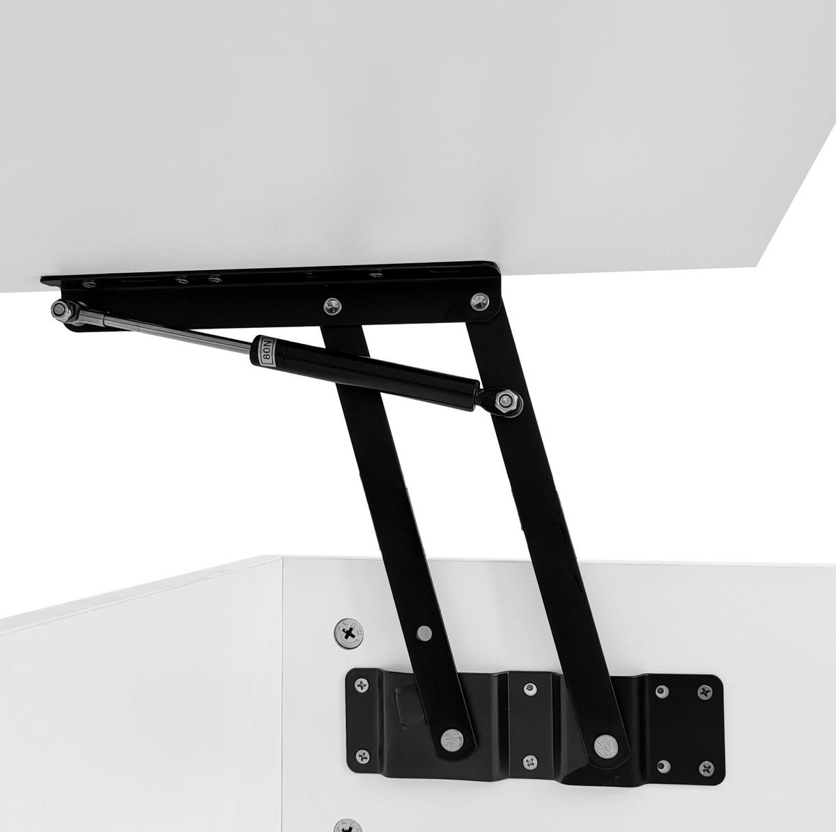 KONFERENČNÍ stolek z dřevotřísky, 100/50/45 cm bílý, s LED osvětlením a zvedací deskou - bílá, kompozitní dřevo (100/50/45cm) - BEAOK