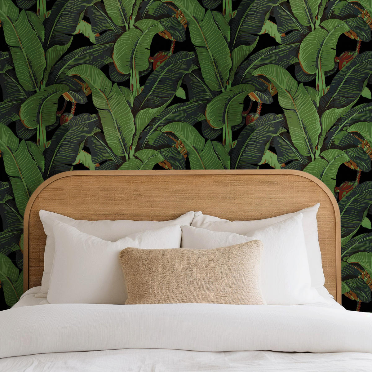 TAPETE Bananenblätter aus echtem Papier, 200x280cm, 8 Bögen - Schwarz, Papier (200/280cm) - WALLPAPERS4BEGINNERS