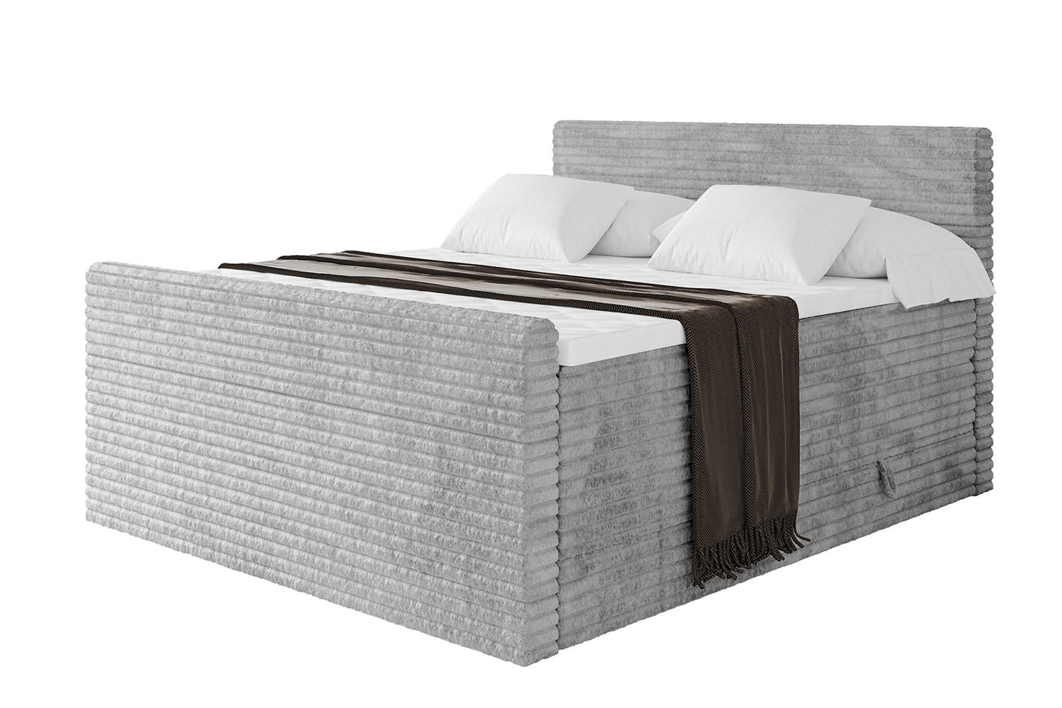 BOXSPRINGBETT mit Matratze H3|H4 und Lattenrost - TOLO-Z KING-v1 120x200 Cord - Hellgrau - Hellgrau, Holzwerkstoff (120/200cm)