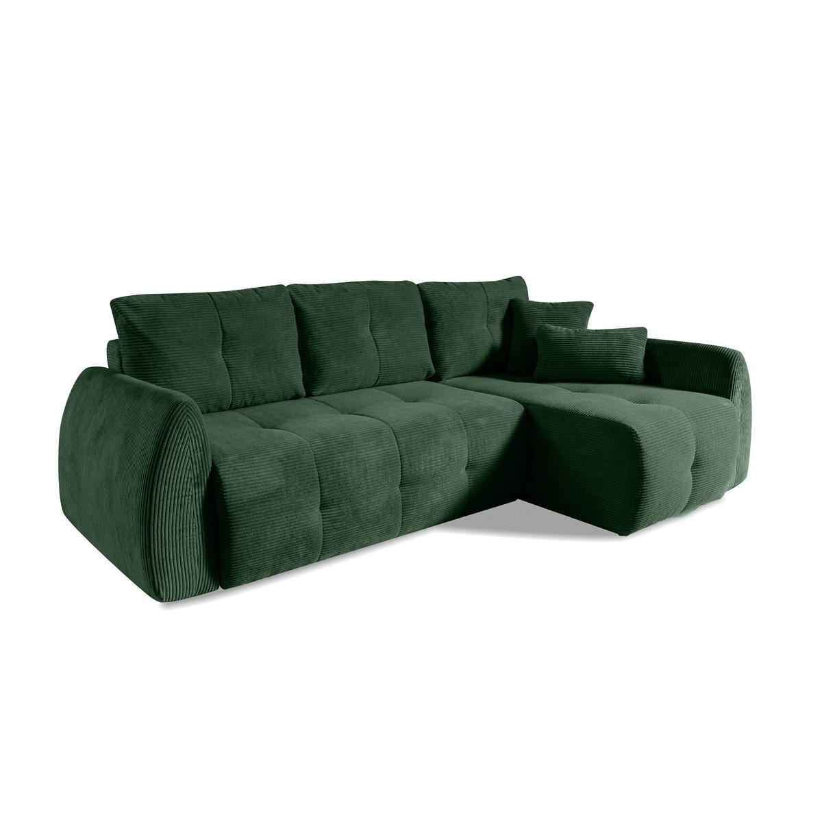 ECKSOFA Luna Grün, mit Schlaffunktion - Grün, Holzwerkstoff/Textil (252/155cm) - Bettso