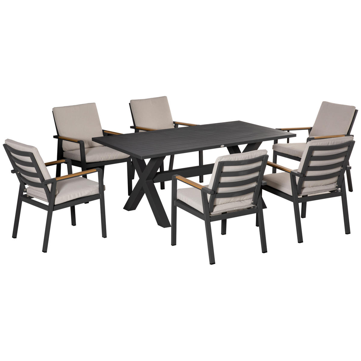 GARTENMÖBEL-SET DE-09658 Schwarz + Grau - Grau, Metall - ComfortXL