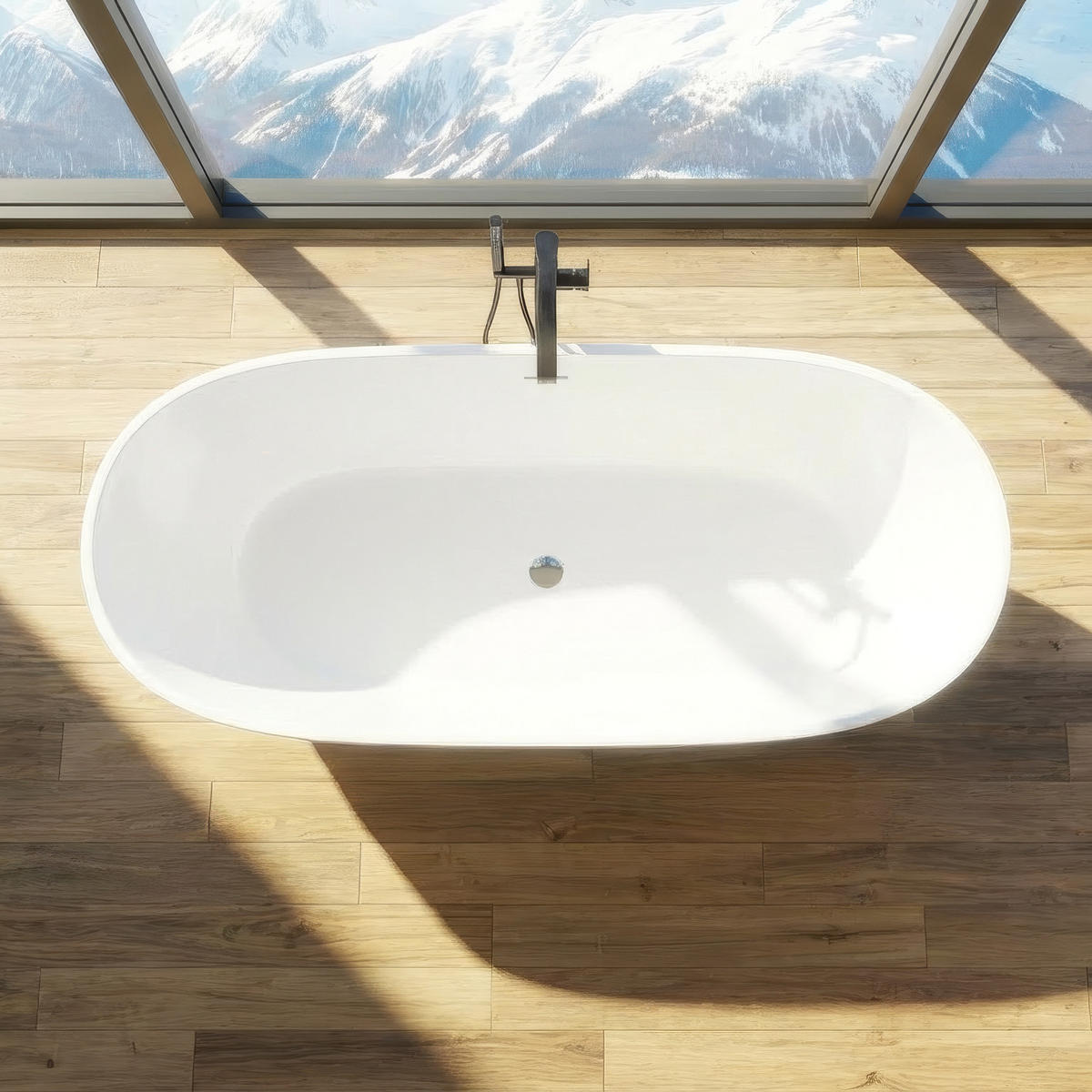 BADEWANNE asger freistehend 170x75 cm, Set mit Klick-Klack-Ablauf - Weiß, Kunststoff (75/58/170cm) - bad land